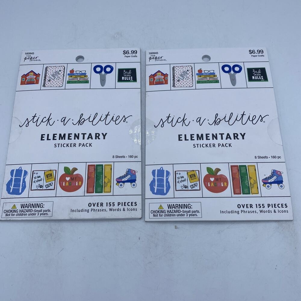 The Paper Studio Stick-a-bilities - elementary Sticker Pack 8 sheets - 300+ Pc